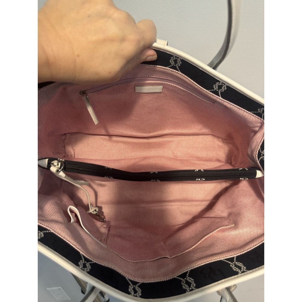 dooney & bourke Black Canvas bag with white leather straps. - Picture 7 of 7